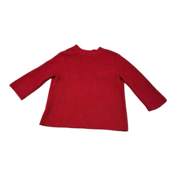 Eileen Fisher M Red Merino Wool Moss Seed Stitch Knit Cardigan Open Sweater - Picture 7 of 8